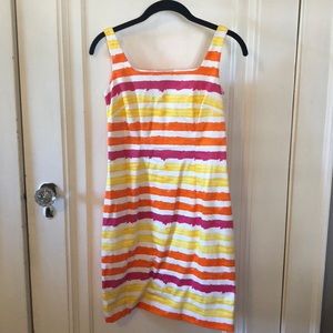 Orange, Pink and Yellow Paint Stripe Shift Dress